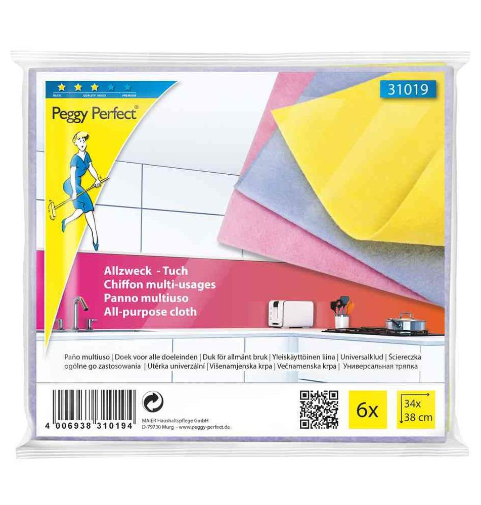 Lot de 6 Chiffons multi-usages non-tissé 34x38cm