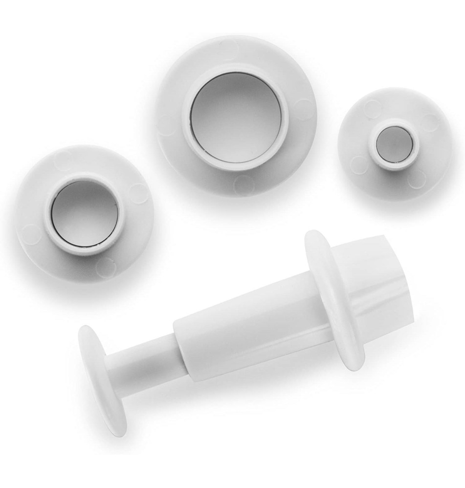 Lot de 3 emporte-pièces avec poussoir Rond 0,6/1/1,3 cm