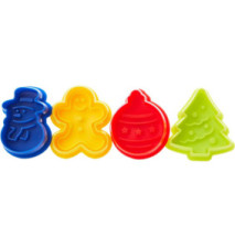 Lot de 4 emporte-pièces avec poussoir Noël