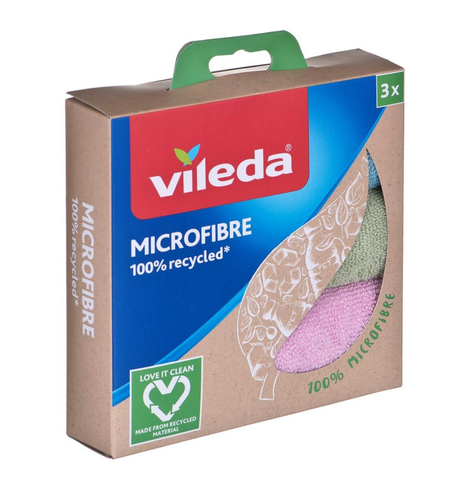Lot de 3 chiffons en microfibre 100% recyclé 30x30