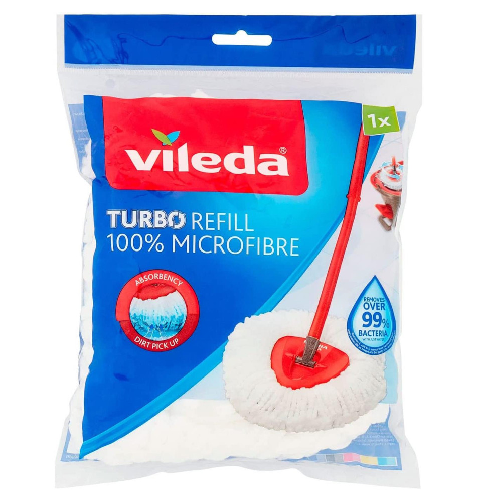 Recharge Classique pour Turbo et Easy Wring & Clean, Microfibres, Blanche