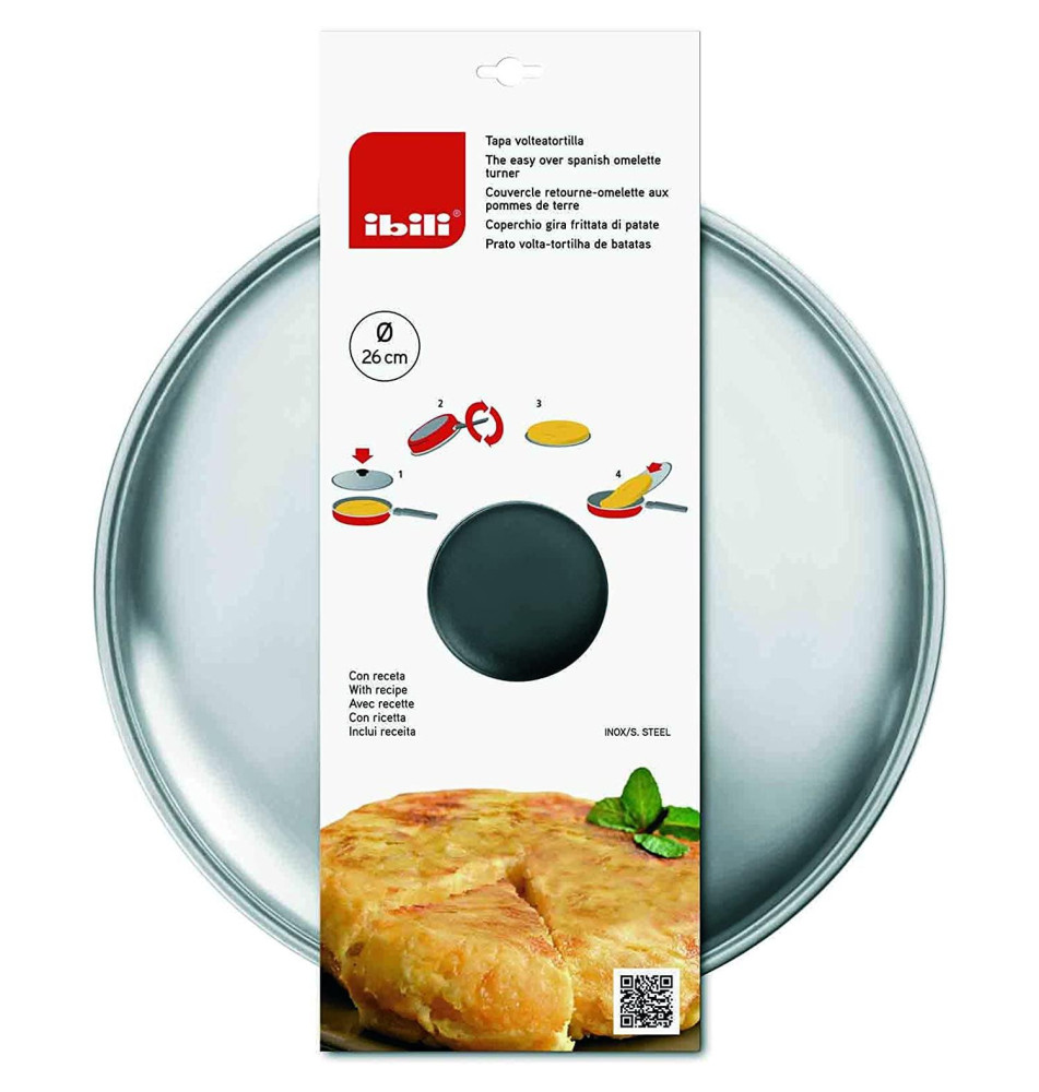 Couvercle retourne omelette / tortillas diam 30 cm inox
