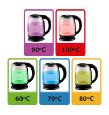 Bouilloire Electrique LOIRE en Verre avec Led et Régulateur de Température 1.7 l Noir