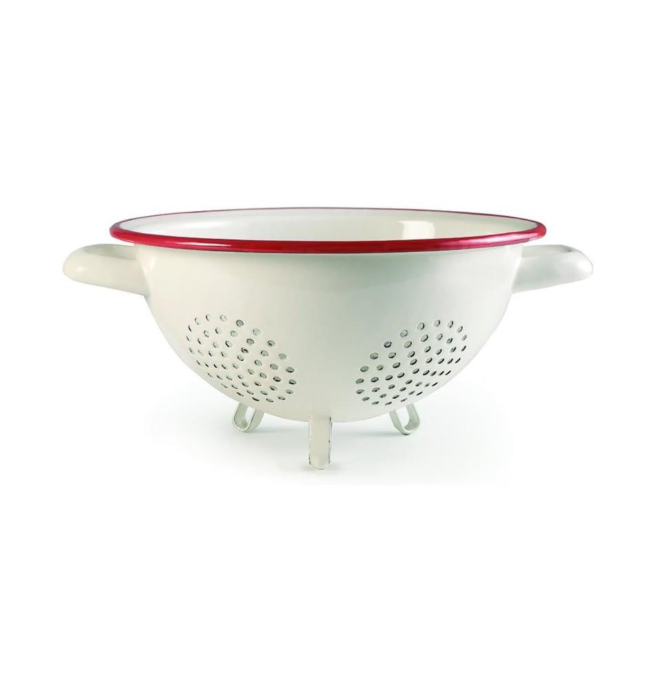 Passoire Egouttoir en Acier Emaillé Blanc Bordeaux 22 cm