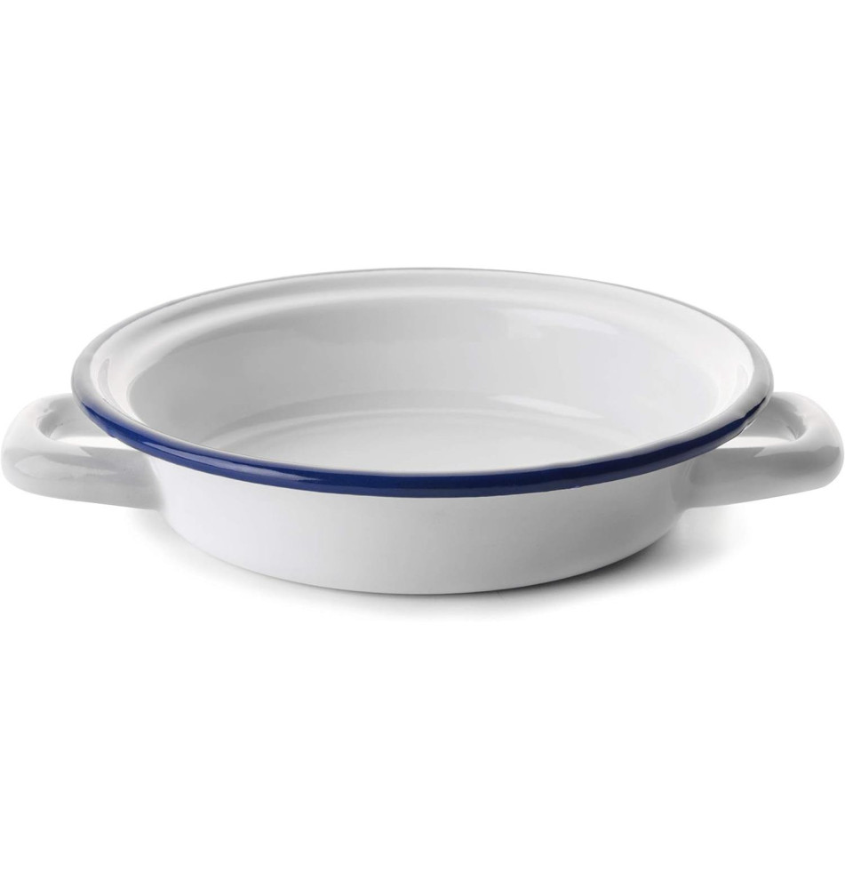 Plat Rond Blanca avec Anses - Acier Emaillé 24 x 24 x 5 cm Blanc Filet Bleu