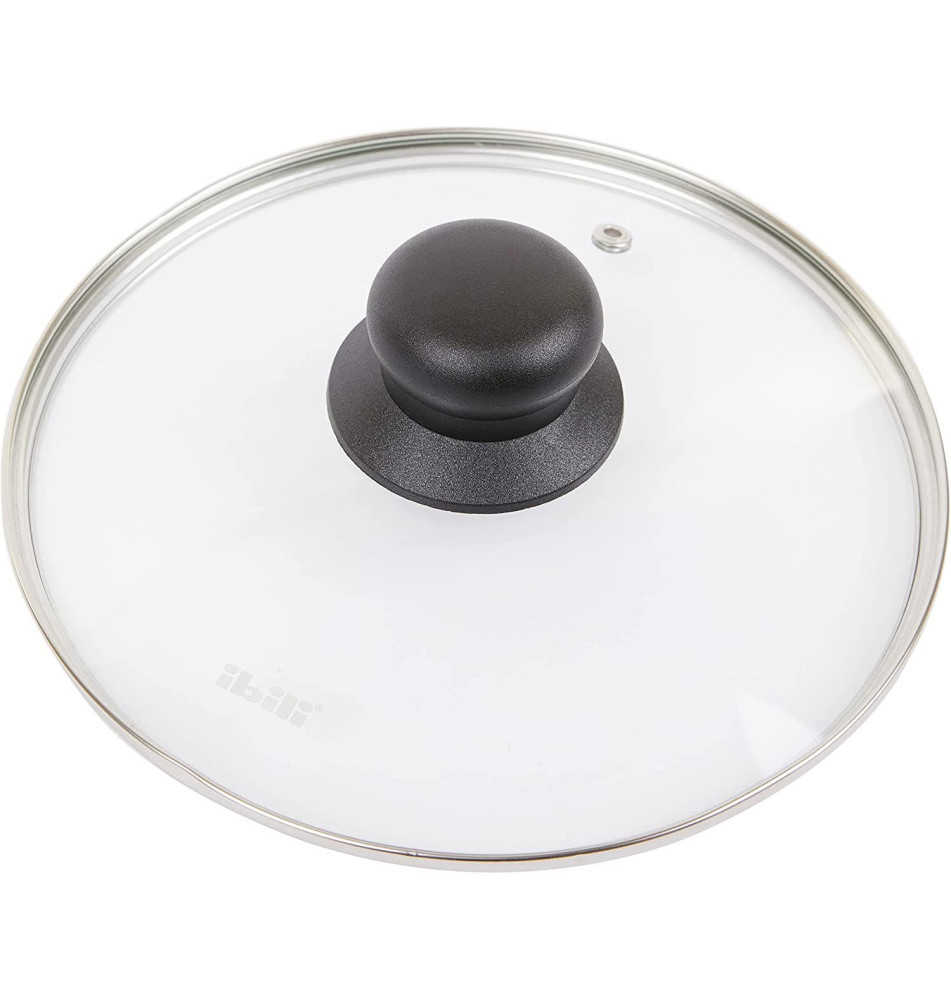 Couvercle en verre avec trou vapeur diam 20 cm