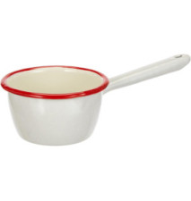 Casserole avec bec verseur, Acier, Blanc/Rouge, 10 cm