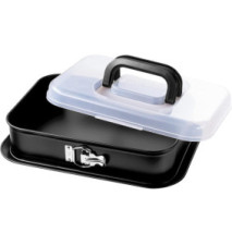 bake&take Moule à charnière rectangulaire avec cloche de transport 35 x 24 cm