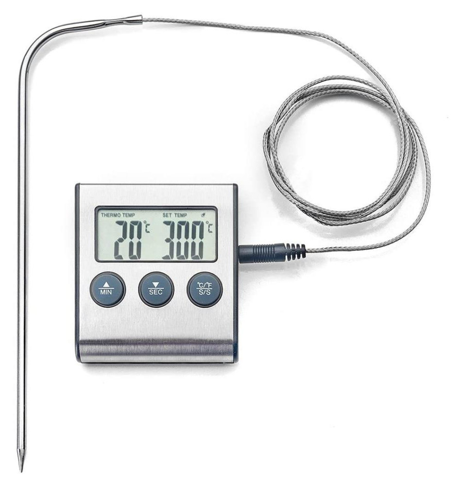 Thermomètre alimentaire Numérique/Magnétique à Sonde, INOX, Argent