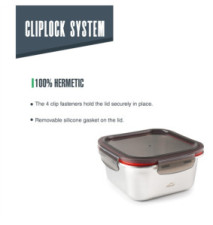 Récipient alimentaire carré EcoInox Micro-ondes -1500ML 18,5x18,5cm