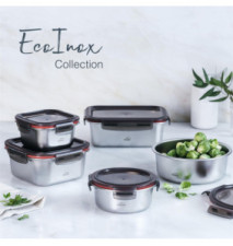 Récipient alimentaire carré EcoInox Micro-ondes -1500ML 18,5x18,5cm