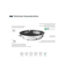 Poêle antiadhésive Combi Ø20Cm Acier Inox sans Poignée