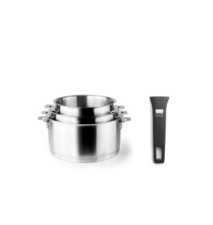 Set de 3 Casseroles Combi avec Poignée - Inox 18/10 16/18/20 cm