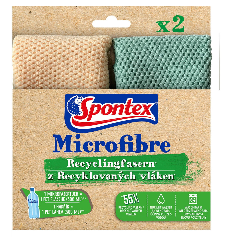Chiffon microfibre en fibres recyclées, pack de 2