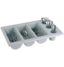 Bac à couverts GN1/1 avec 3x2 Compartiments Polypropylène Gris