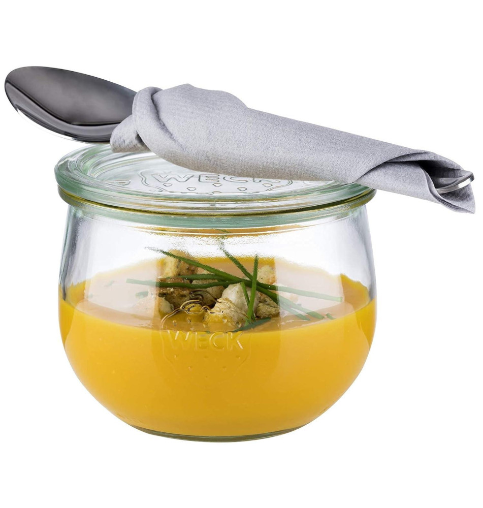 Set de 6 Verres Bocaux Weck avec Couvercle Forme Tulipe 580 ml D11H9cm