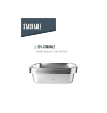 Récipient alimentaire Rectangle EcoInox Micro-ondes - 820 ml 20x15cm