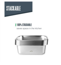Récipient alimentaire Rectangle EcoInox Micro-ondes - 800 ml 13,5x7cm
