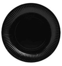 Assiette en carton noire et ronde, lot de 20, 230 mm