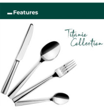 Set 24 Pièces TITANIO Acier Inox 18/10 3mm Couteau, Cuillère, Fourchette, Petite Cuillère