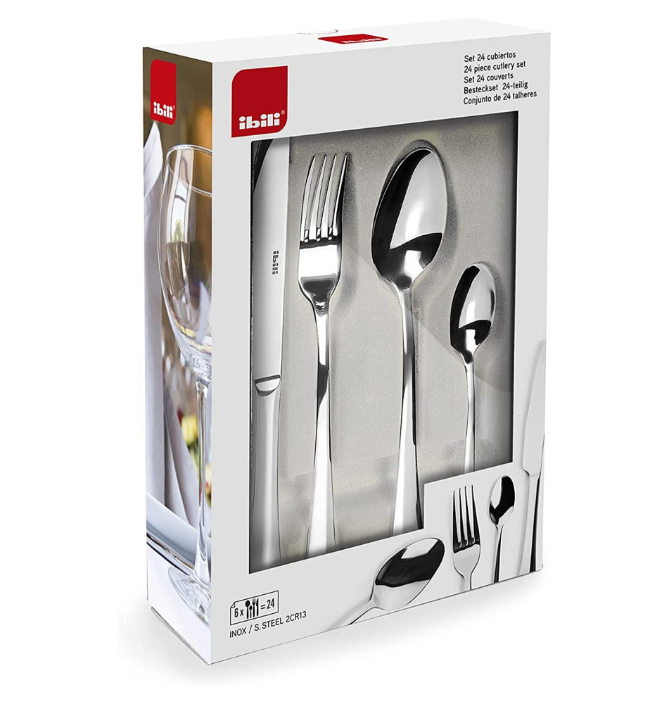 Set 24 couverts inox - 6 x cuilleres à soupe - couteau- fourchette- cuillere a dessert