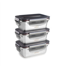 Set 3 Récipients Alimentaires EcoInox Micro-ondes 18/10 - 260 ml