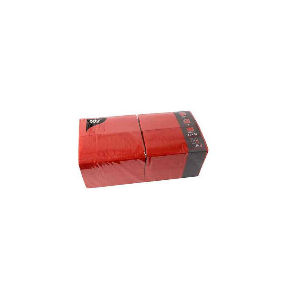 Serviette bistrot, 330 x 330 mm, 3 couches, rouge