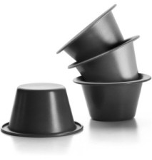 Lot de 4 Moules Crème Caramel Moka Acier 8 cm