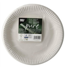 Assiette en carton « pure », ronde, 230 mm, blanche