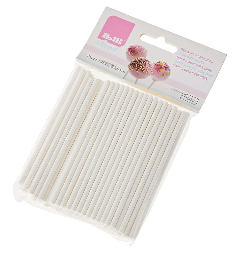 Pack de 100 Batonnets pour Cake Pops en Papier 10cm D3,5mm