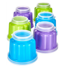 Lot 6 Moules à Gelée Plastique Multicolore D 7,3cm cm avec Couvercles