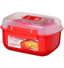 Récipient Micro-Ondes rectangulaire - 525 ML - sans BPA - Rouge/Transparent