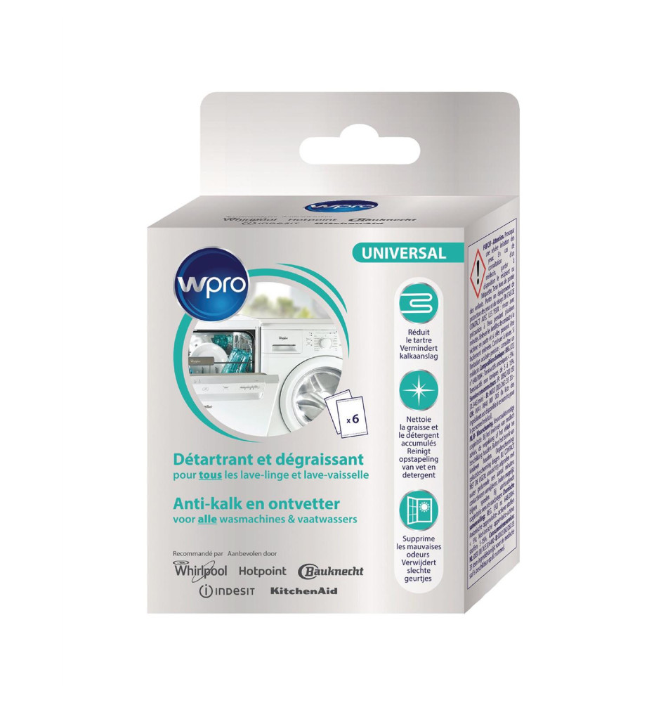 3 en 1 détartrant et dégraissant 6 sachets pour lave-vaiselle/lave-linge