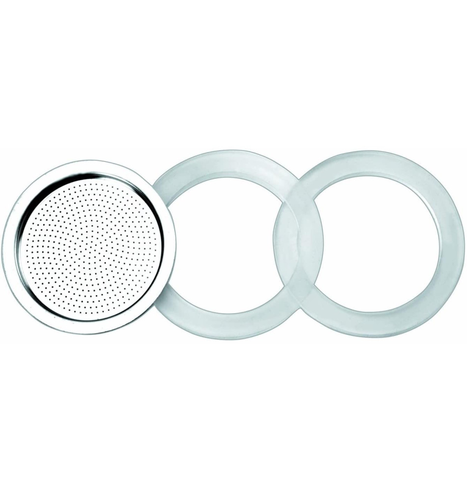 Accessoires cafetière italienne 2 joints silicone+1 filtre métal pour 10 tasses