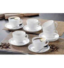 Tasses Bistro Cappuccino, Porcelaine Blanche Pack 6