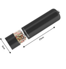 Moulin Electrique Sel ou Poivre MALABAR 23cm avec Eclairage LED Noir