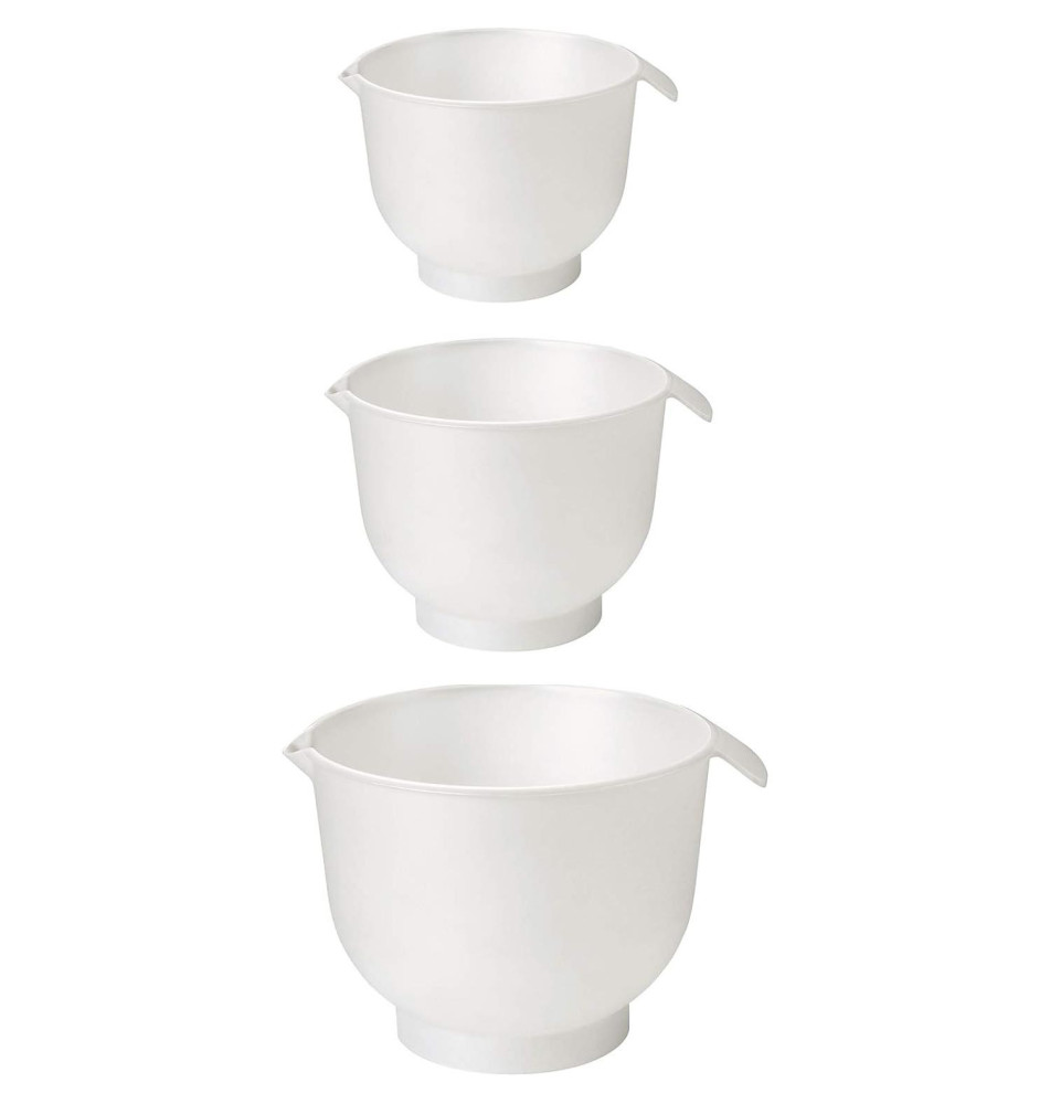 Set de 3 Bols Mélangeurs Polypropylène1,5L - 2L - 3 Litres Blanc
