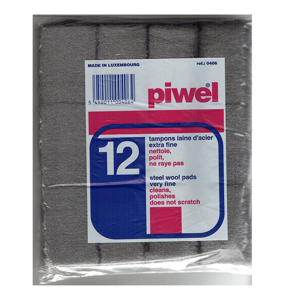 Sachet de 12 tampons laine d'acier extra fine