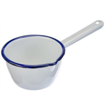 Casserole Conique avec Bec Verseur Acier Emaillé Blanc/Bleu 10 cm