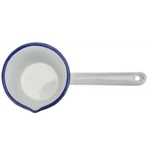 Casserole Conique avec Bec Verseur Acier Emaillé Blanc/Bleu 10 cm