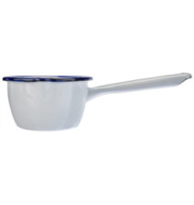 Casserole Conique avec Bec Verseur Acier Emaillé Blanc/Bleu 10 cm