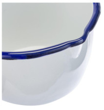 Casserole Conique avec Bec Verseur Acier Emaillé Blanc/Bleu 10 cm