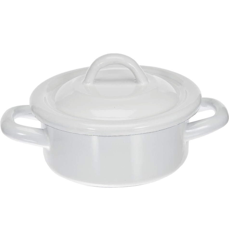 Faitout Droite Mini Acier Emaillé Blanc Diam12 x 6 cm