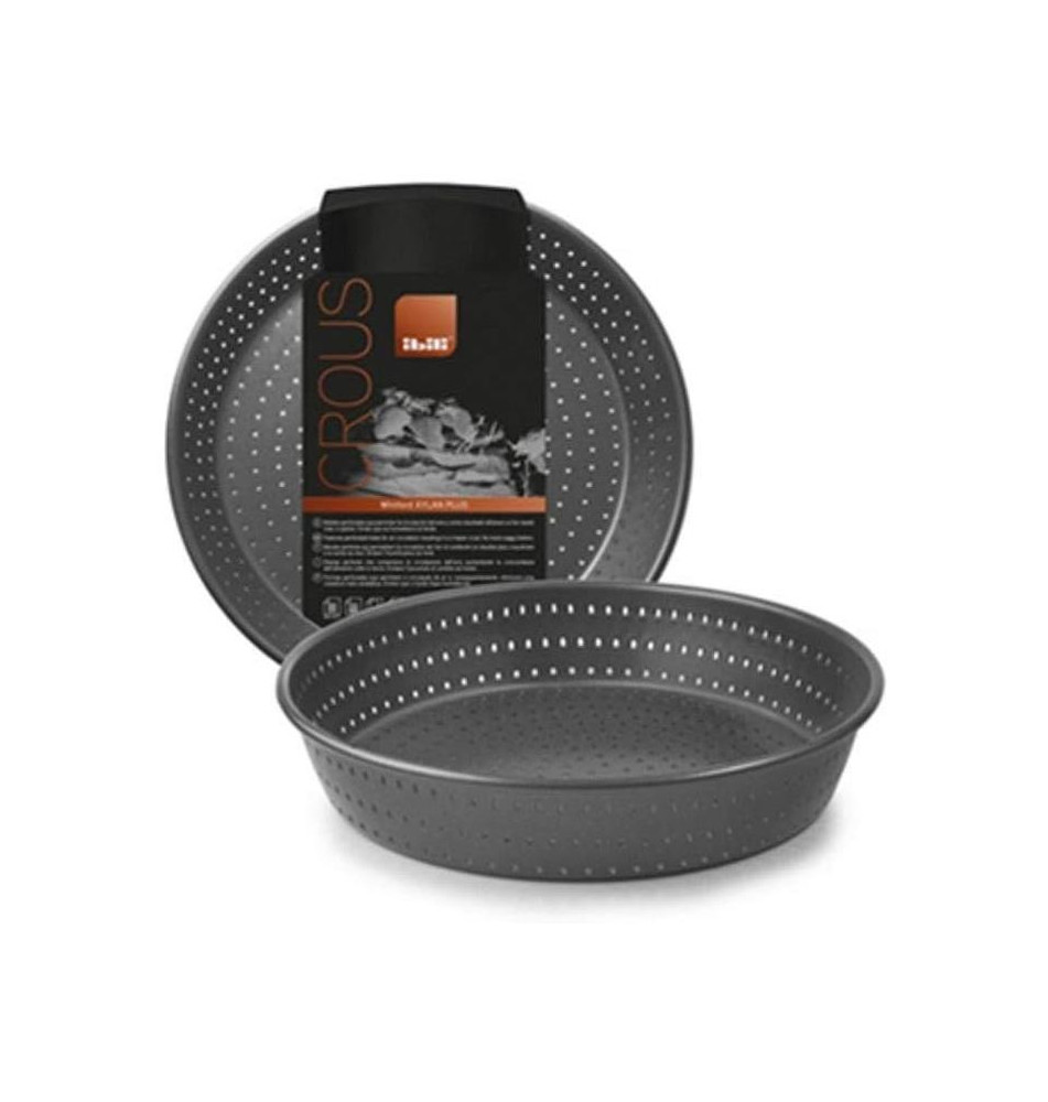 Moule à Tarte Haut Perforé Crous 24 cm Acier Noir