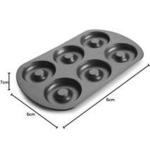 Moule Antiadhésif Doughnut 6 Cavités Acier 8 cm