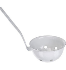 Louche à olives acier emaillé blanc