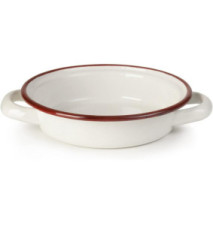 Plat à Oeuf Acier Emaillé 18cm Blanc Bordeaux