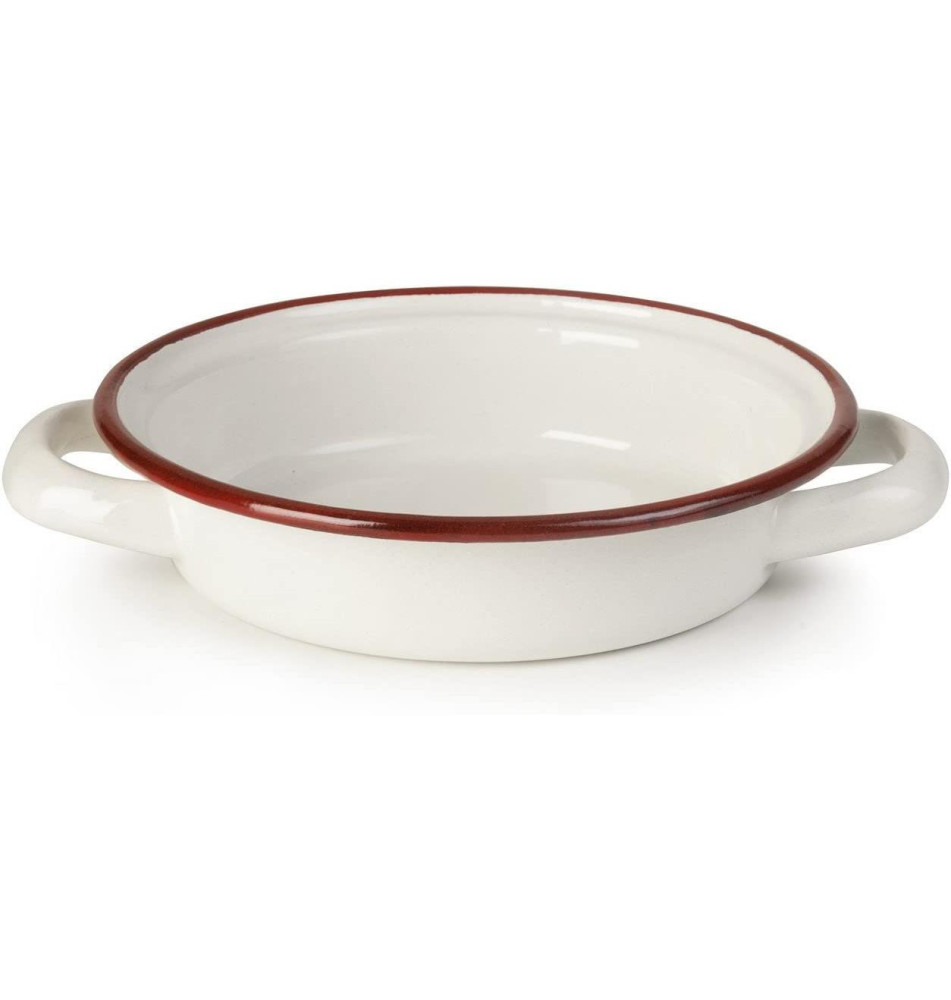 Plat à Oeuf Acier Emaillé 18cm Blanc Bordeaux