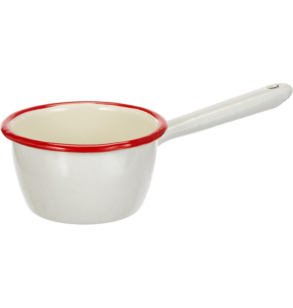 Casserole avec bec verseur, Acier, Blanc/Rouge, 10 cm