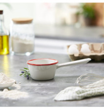 Casserole avec bec verseur, Acier, Blanc/Rouge, 10 cm